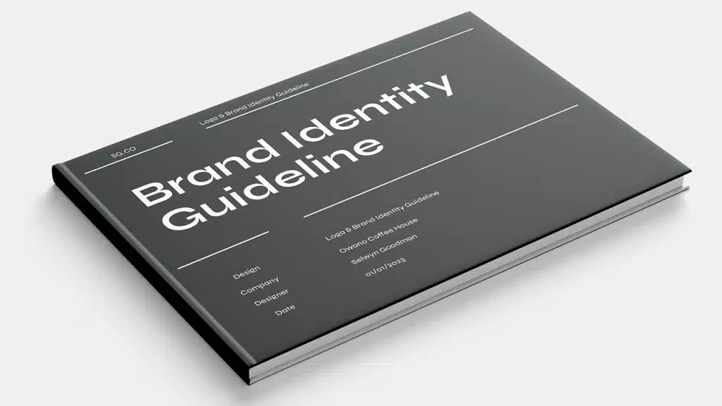 Brand identity bisnis yang terdiri dari logo warna brand tipografi dan elemen visual yang konsisten