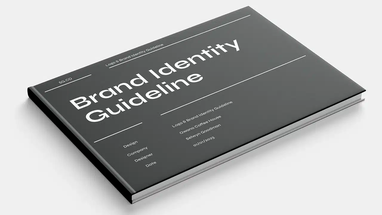 Brand identity bisnis yang terdiri dari logo warna brand tipografi dan elemen visual yang konsisten